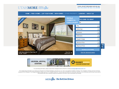 Redesign of Utah More website layout real estate utah more web design