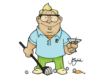 Teed Off color drinking golf illustration man