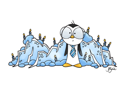 Penguin blue candles ice illustration penguin snow