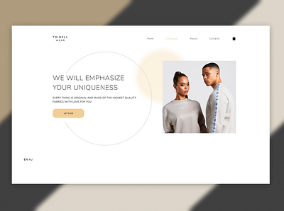 "Trimell Wear" Landing page for store branding design store typography ui ux web