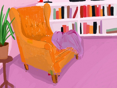 yellow chair art design illustration interior ipad picture procreate soalex yellow chair