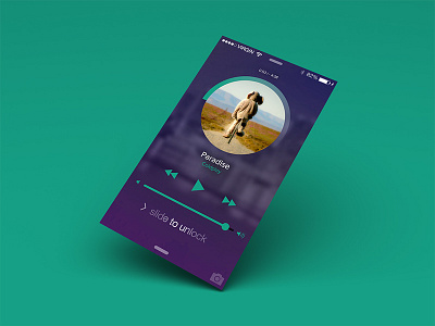 Music Player - iPhone Lockscreen app application ios iphone lock screen music player ui