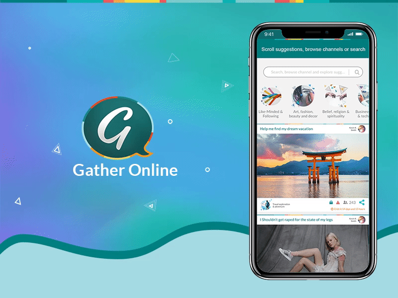 Gather Online - Community Feed App android chat community design feeds gathering ios profile socialmedia ui user
