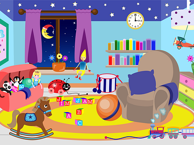 Child's room child illustration room toys vector