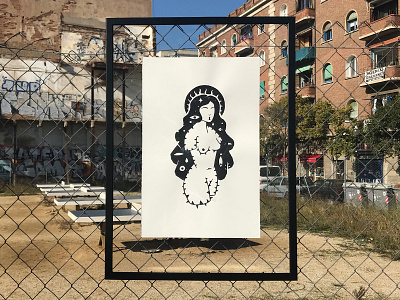 Madonna in space black and white illustration madonna print screen printing sculpture silkscreen virgin mary woman