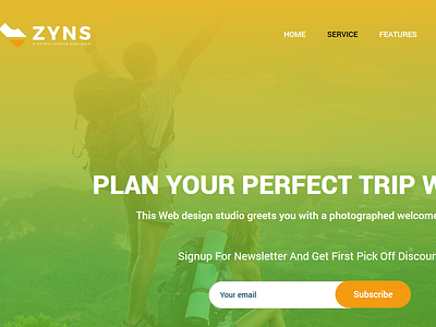 Zyns Travel Landing Page