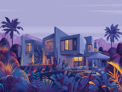 Town House plants nature townhouse jebal sajid architecture illustration