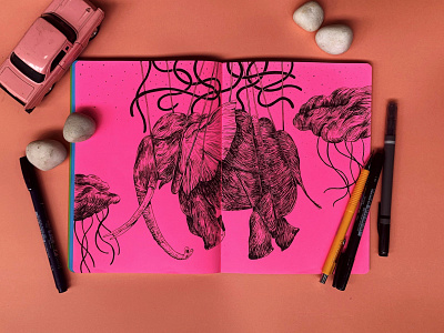 Bulky art bulky drawing elephant illustration inktober inktober2020 sajid