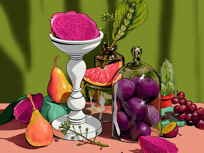 Still life - Study art drawing fruits illustration objects sajid stilllife study