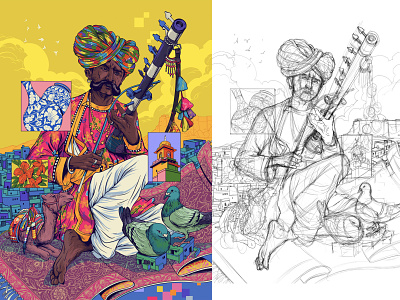 Padharo mhare desh 🐪 art illustration rajasthan sajid