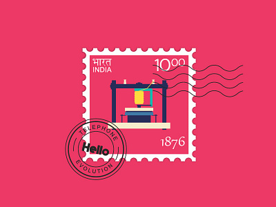 Telephone 1876 design evolution postal stamp