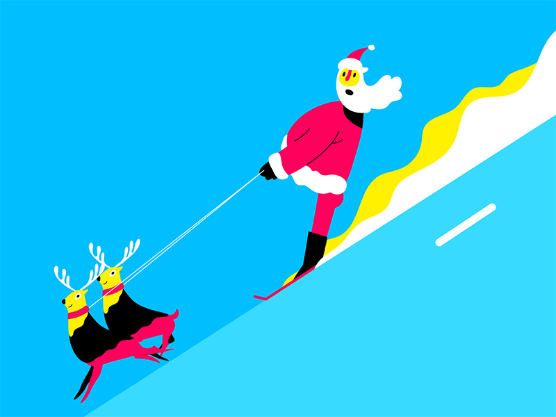 He's On The Way deer gif illustration santa skating xmas