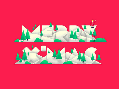 Merry x’mas illustration merry santa typography winter xmas