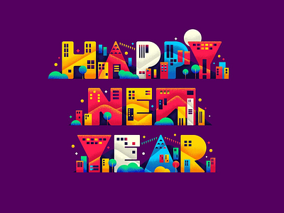 Happy new year!!! 2018 new year illustration typography