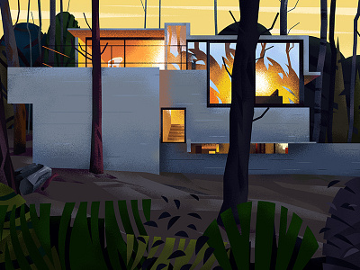 Home - 3 architecture evening home illustration