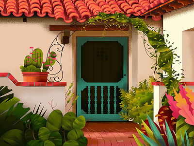 Home - 4 architecture garden home illustration