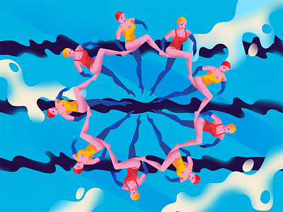 They are synchronised well! contest dream illustration makes teamwork swimming the work