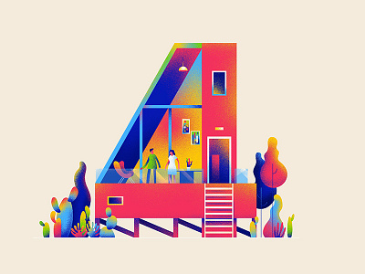 FOUR 36daystype 4 hiwow home house illustration