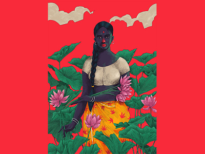 M A A L U folks hiwow illustration kerala lotus woman