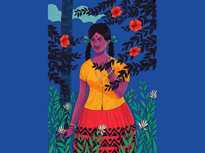 C H I N N U flowers folks girl hiwow illustration kerala plants series