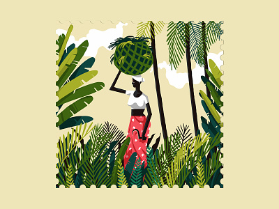 Ode to Kerala day greenery illustration kerala plants stamp woman world