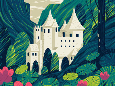 The Castle architecture castle flower garden illustration king kingdom land plants