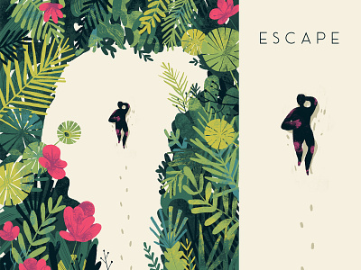 E S C A P E escape garden hiwow illustration love plants reality thoughts