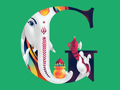 G A N E S H A 36daysoftype ganesha illustration indian