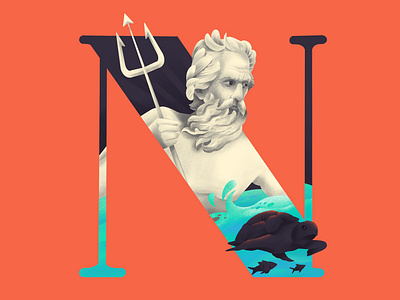 N E P T U N E 36daysoftype illustration mythical n neptune typography