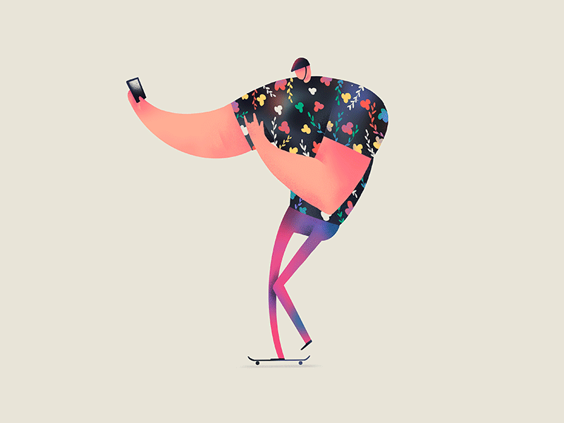 S E L F I E - S E V E N 36daysoftype 7 art design galaxy garden hiwow illustration selfie series seven skating