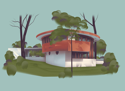 Florida – Lewis Spring House (1954) architecture art design home illustration series