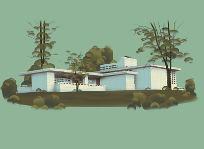 New Hampshire – Toufic H. Kalil House (1955) architecture art design home illustration series