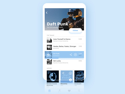 Music Band Page app design mobile music