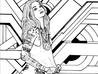 everyone does girls with tats art cat girl illustration line drawing tattoos