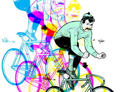 Ride/Rider Print. bicycle bike cmyk illustration print screen print silkscreen