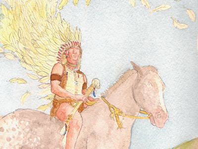 WIP Watercolor chief drawing feathers headdress horse painting watercolor wip