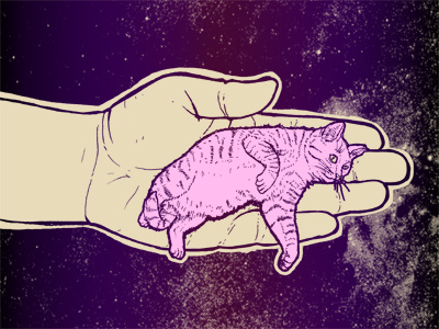 Tiny Space Cat 2 cat cute illustration kitteh pink print space