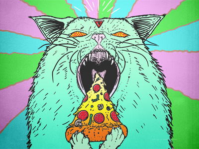 Supreme Pizza Cat Gif animation cat gif illustration kitty pizza