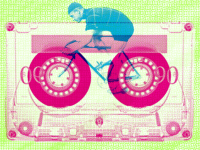 Bike/tape 80s bike cassette cassette tape cycling design neon pink poster print screenprint tape work in progress