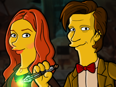 Doctor Who in Springfield apple doctor who ipad iphone iphone 4 ipod ipod touch simpsons tardis the simpsons wallpaper yellow