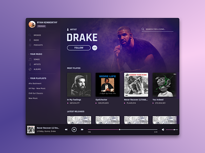 Desktop Music App design ui ux web website