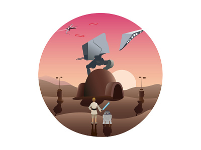 Tatooine 2d graphic design illustration illustrator planet space star wars vector