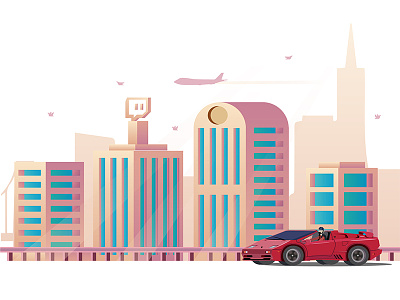 Lamborghini Diablo VT car city color environment gradient iconic illustration vector world