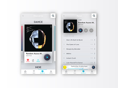 Music App app card design interface mobile music product ui ux white