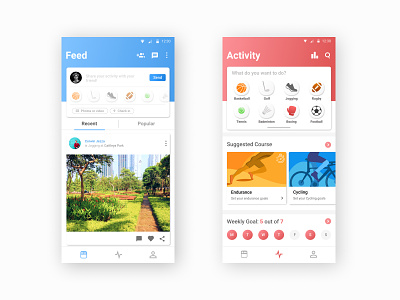 Social Excercise App Design android app card dashboad fitness interface mobile ui ui ux design workout workout app