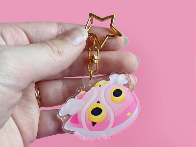 Mask of the Forest Acrylic Charm ghibli illustration keychain mask mononoke pink studio ghibli