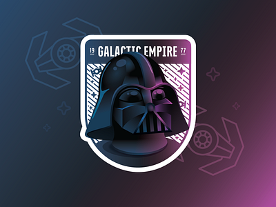 Galactic Empire Holographic Sticker badge darth vader gradient holographic illustration sith star wars sticker stickermule