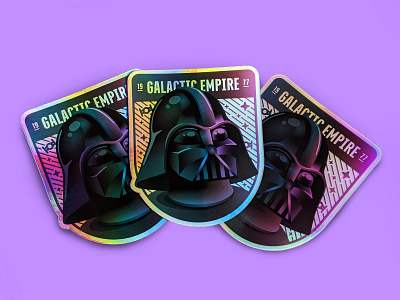 Galactic Empire Holographic Sticker badge darth vader empire gradient holographic illustration sith starwars sticker stickermule vector