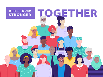 Better and Stronger Together badge character characters design diversity illustration inclusive people vector