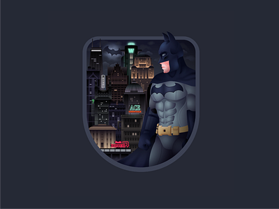 Batman Badge arkham badge batman character dc comics gradient illustration super hero vector video game